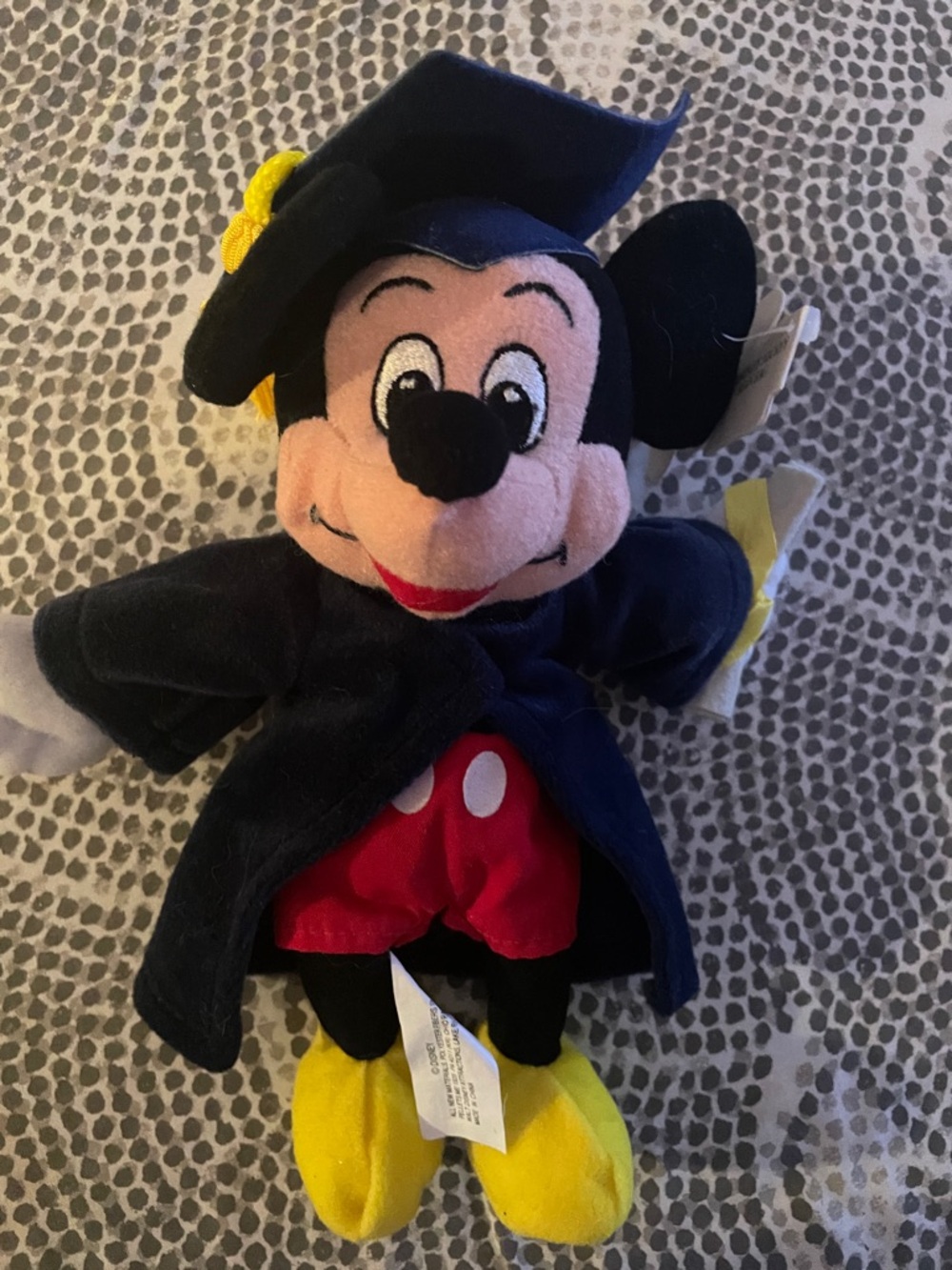 Disney Mickey Mouse Plush in Navy, Red, Yellow & Black Graduation Outfit